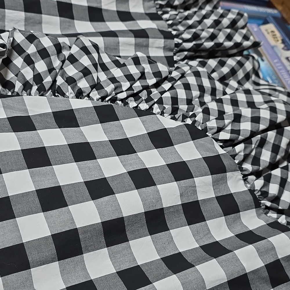 J. Crew Black And White Gingham Ruffle Skirt, Size 10 - Picture 5 of 10
